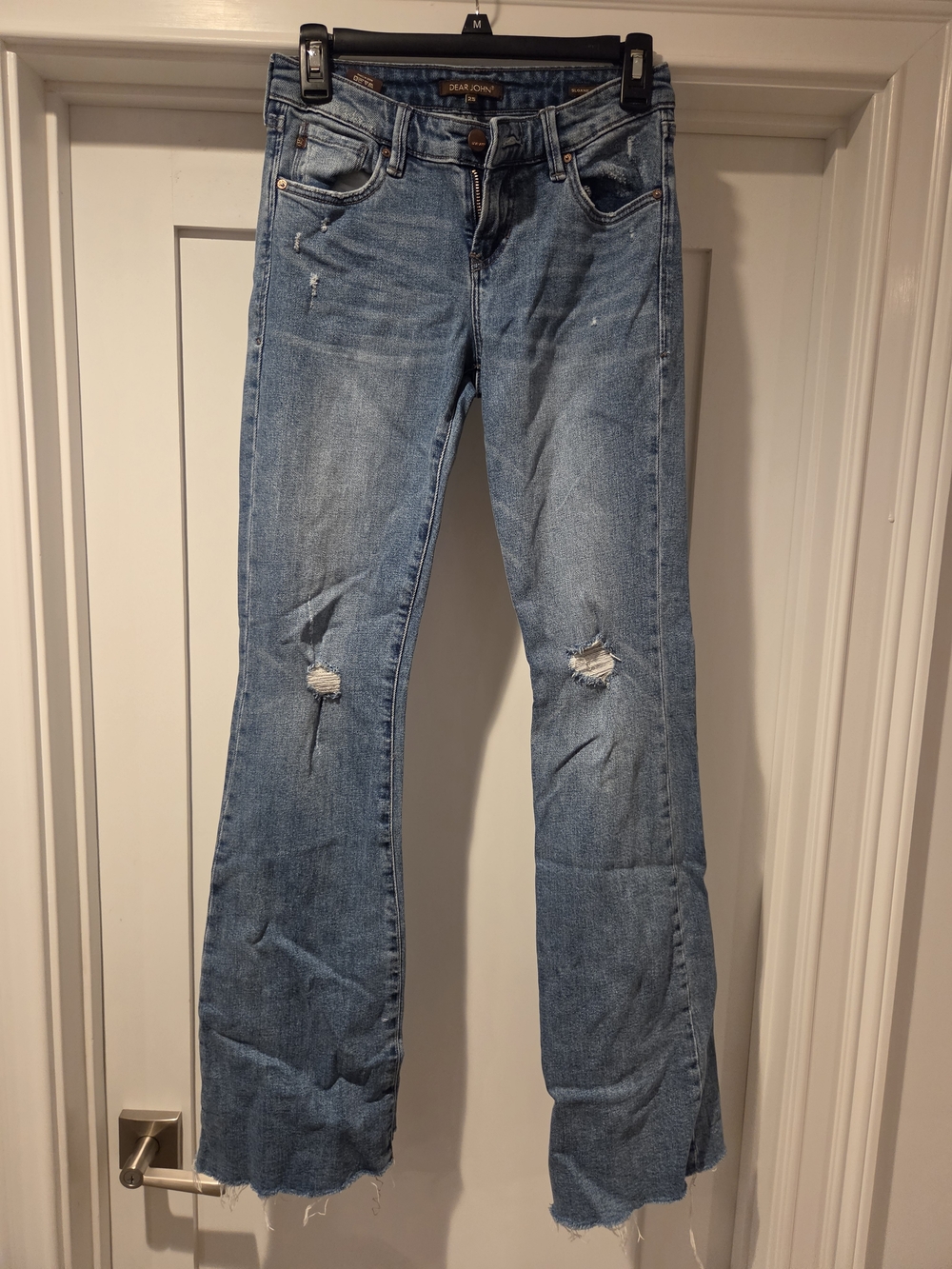 Dear John Medium Blue Distressed Flare Jeans